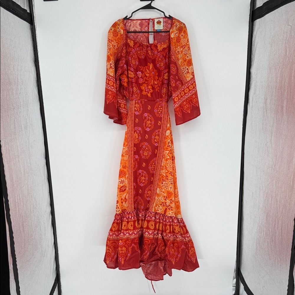 FARM Rio Anthropologie Combuco Cutout Maxi Dress Red Size L - Picture 2 of 13